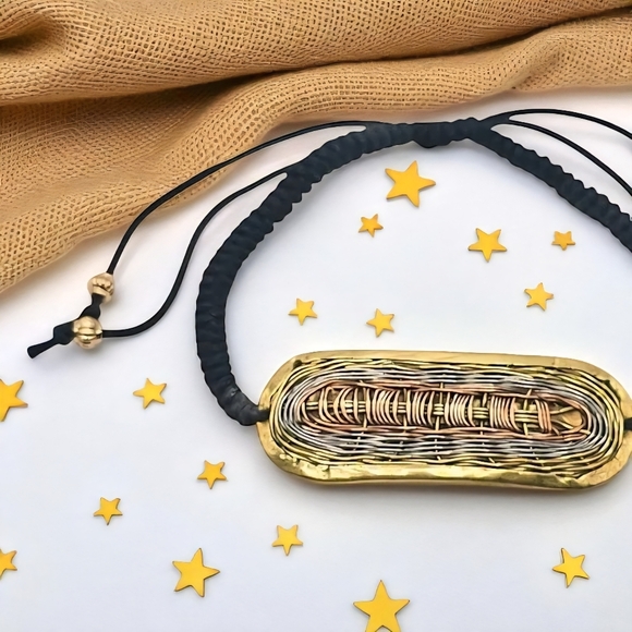 🆕Handcrafted Brass Artisan Bracelet | Adjustable Cord Anklet or Wristwear - Picture 5 of 15